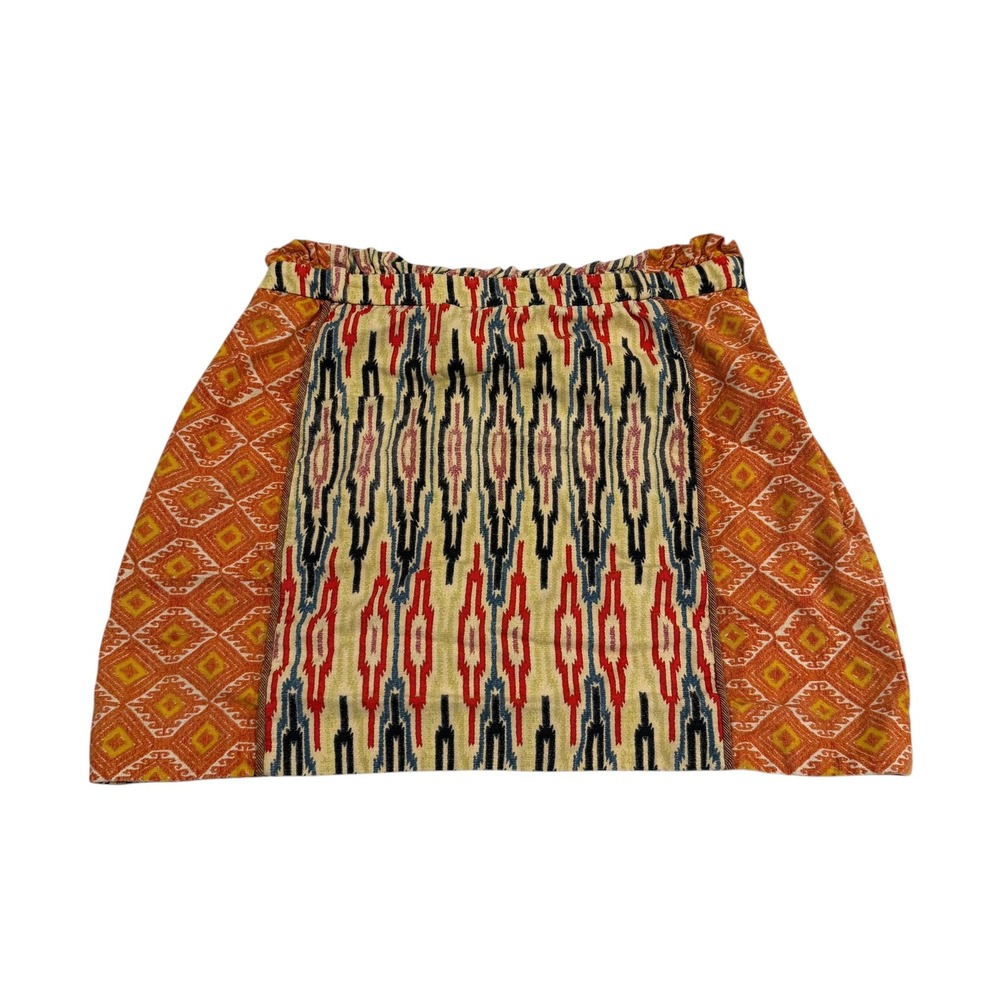 Rachel Roy Women's Ikat Geometric Print Mini Skirt Orange Aztec Western Size 6